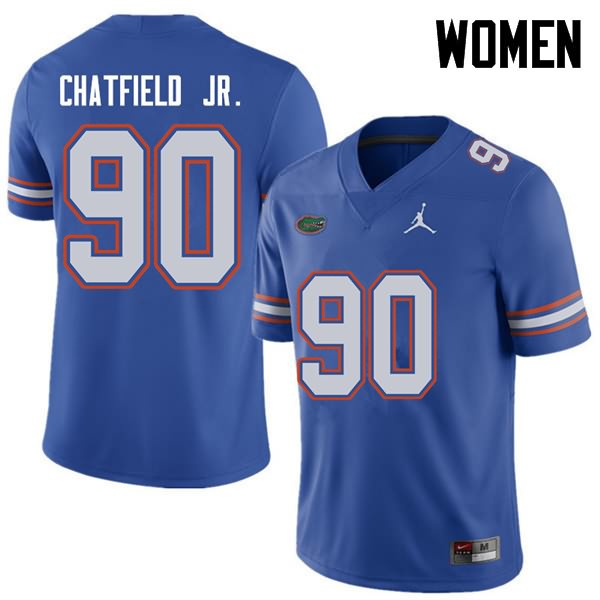 Women's NCAA Florida Gators Andrew Chatfield Jr. #90 Stitched Authentic Jordan Brand Royal College Football Jersey AHH1565XE